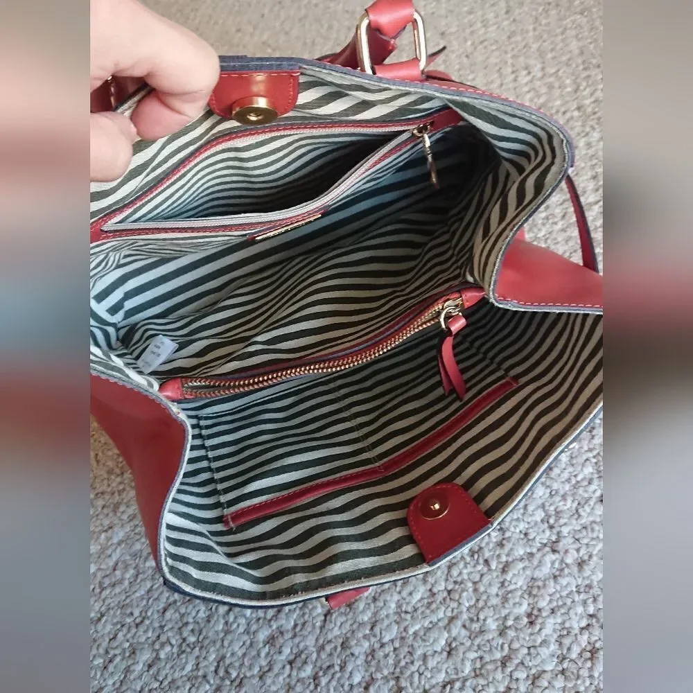 A. Bellucci orange red Italy Genuine Leather 2 way Handbag